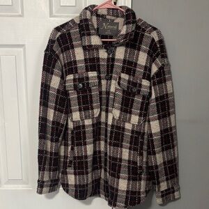 NATURAL LIFE Cream, Black & Burgundy Plaid Shacket